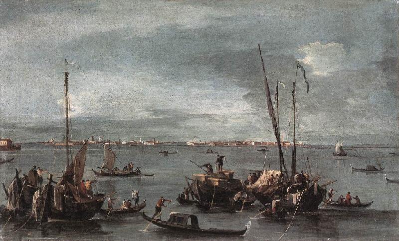 GUARDI, Francesco The Lagoon Looking toward Murano from the Fondamenta Nuove sdg oil painting picture